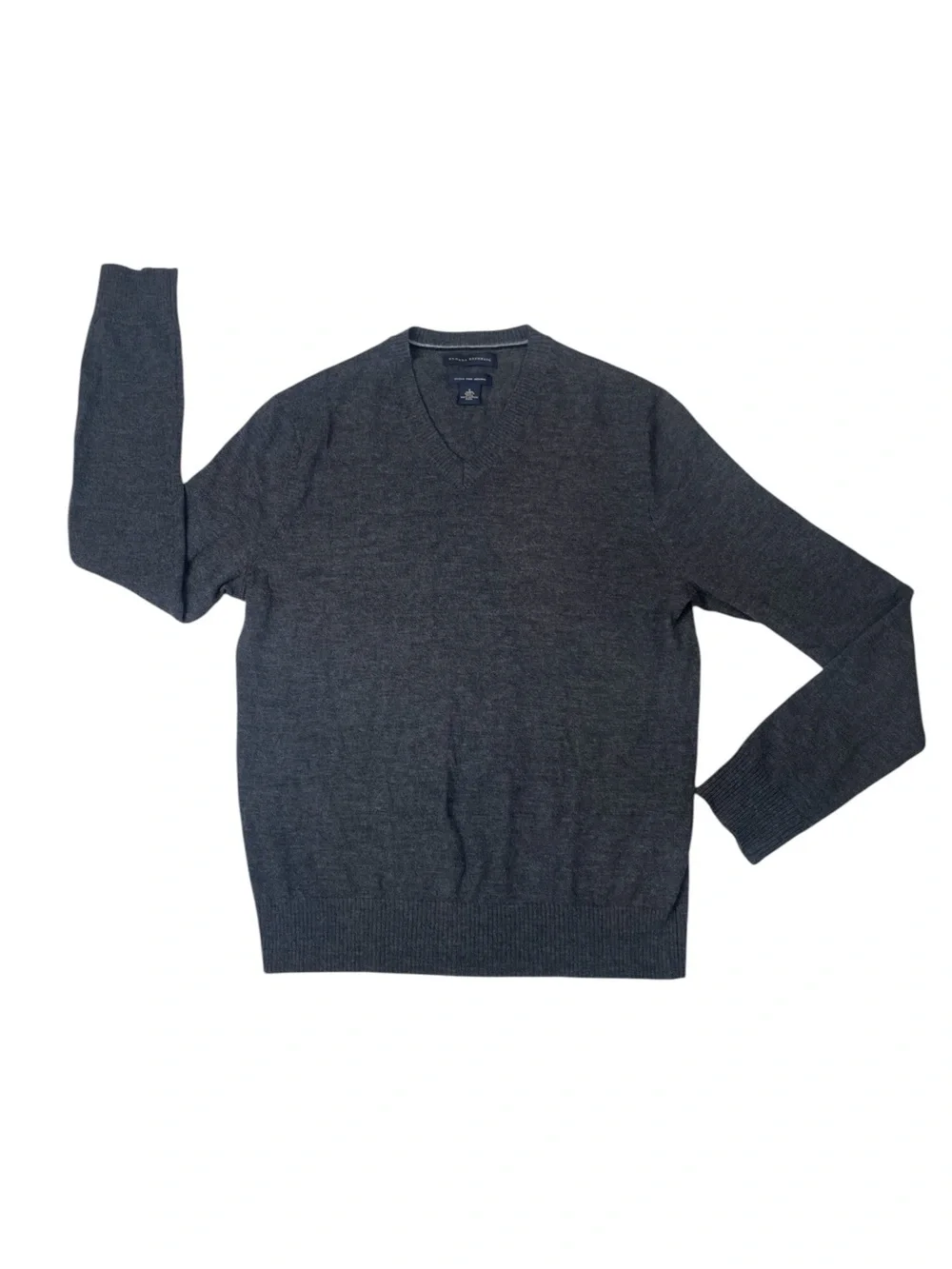 Banana Republic 100% Merino Wool V-Neck Sweater Men’s S Charcoal Gray